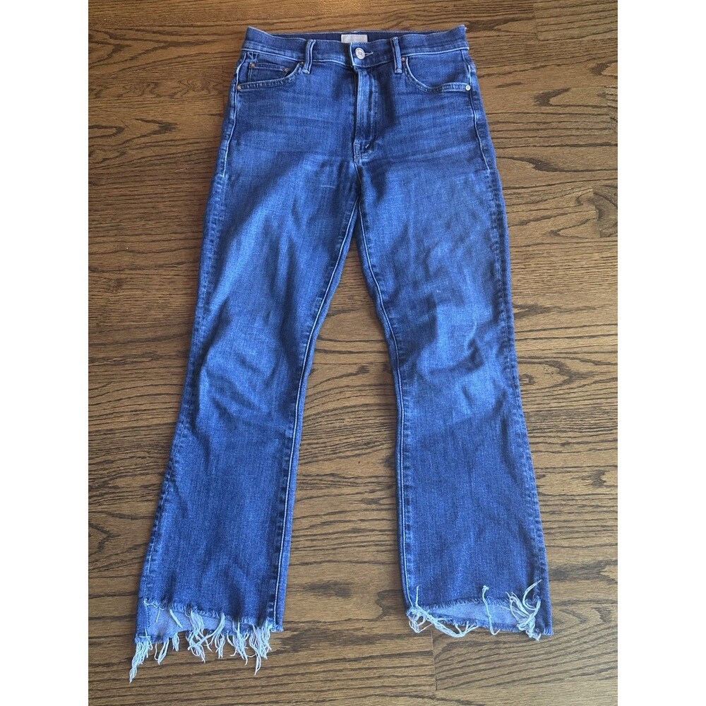 MOTHER Insider Crop Step Fray Jeans Women’s Blue Denim Frayed Hem Size 26
